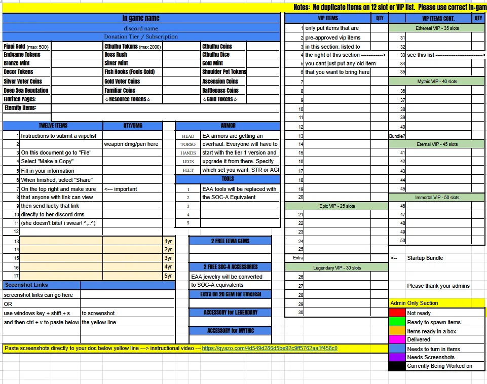 Wipelist Template